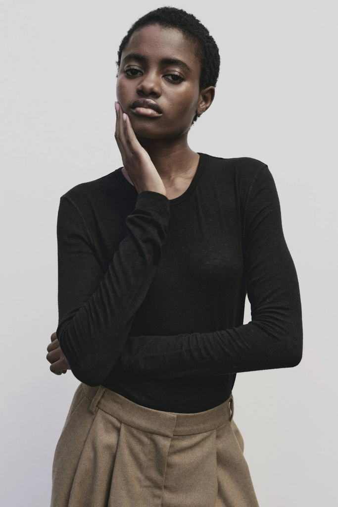 Mijeong Park Wool Tencel Crew Neck Top in Black at Parc Shop | Minneapolis, MN