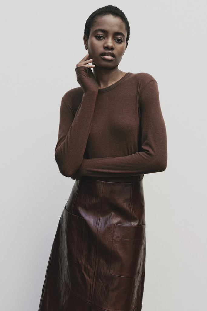 Mijeong Park Wool Tencel Crew Neck Top in Brown at Parc Shop | Minneapolis, MN