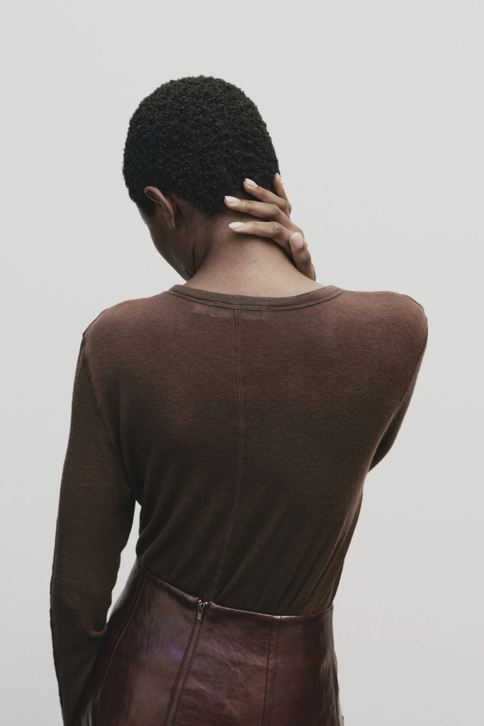 Mijeong Park Wool Tencel Crew Neck Top in Brown at Parc Shop | Minneapolis, MN