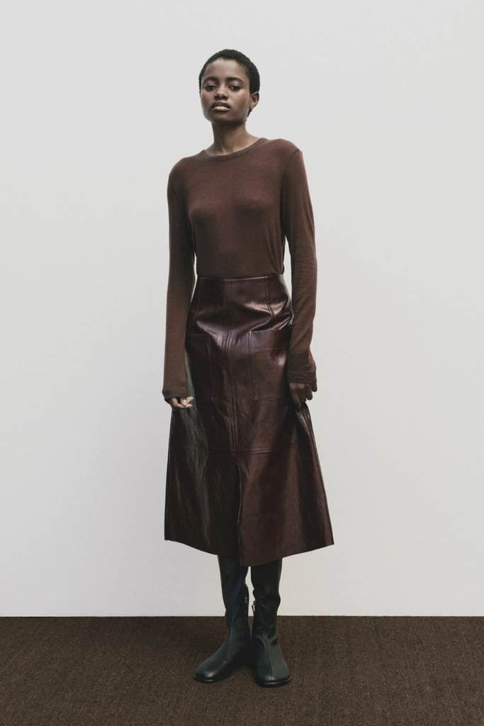 Mijeong Park Wool Tencel Crew Neck Top in Brown at Parc Shop | Minneapolis, MN