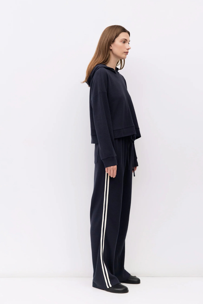 Mod Ref Enzo Track Stripe Pant in Navy Blue at Parc Shop