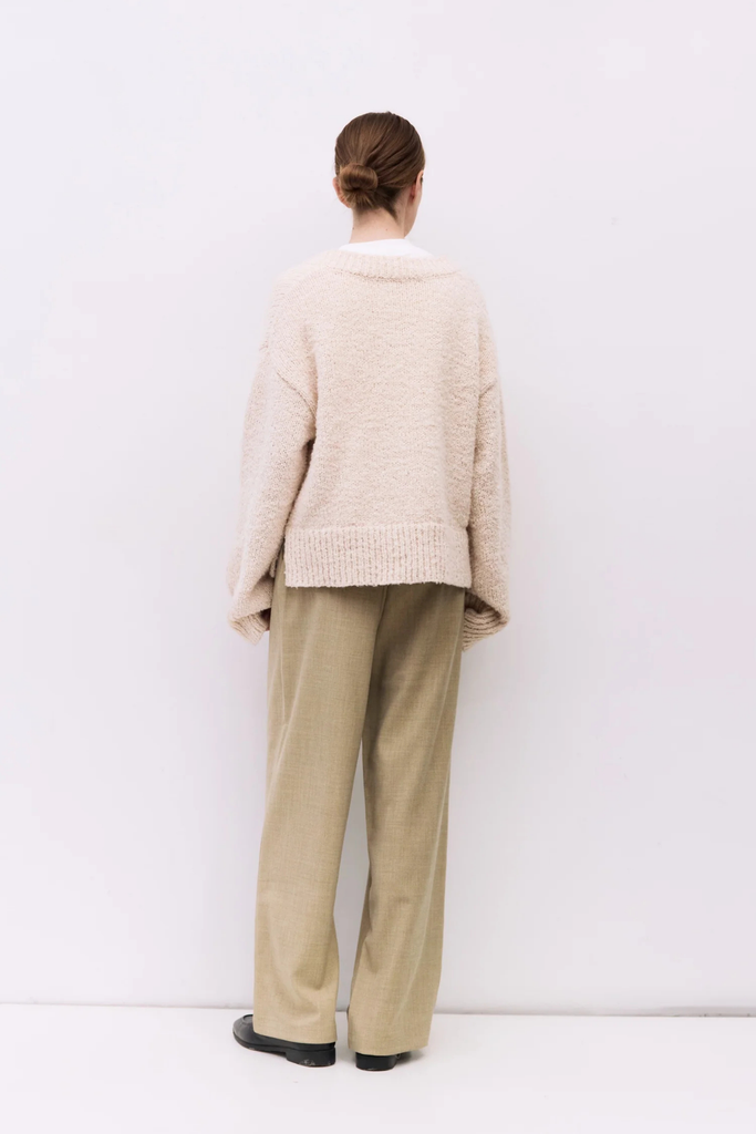 Mod Ref V-Neck Boucle Glen Sweater in Cream at Parc Shop