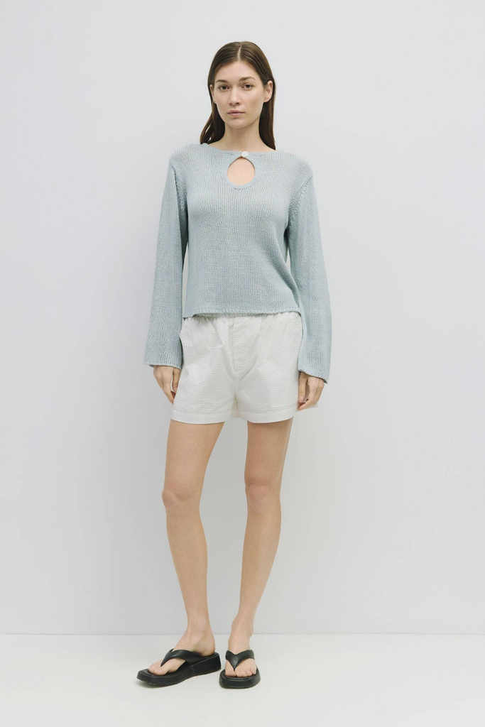 Mod Ref Tala Key Hole Sweater in Light Blue at Parc Shop