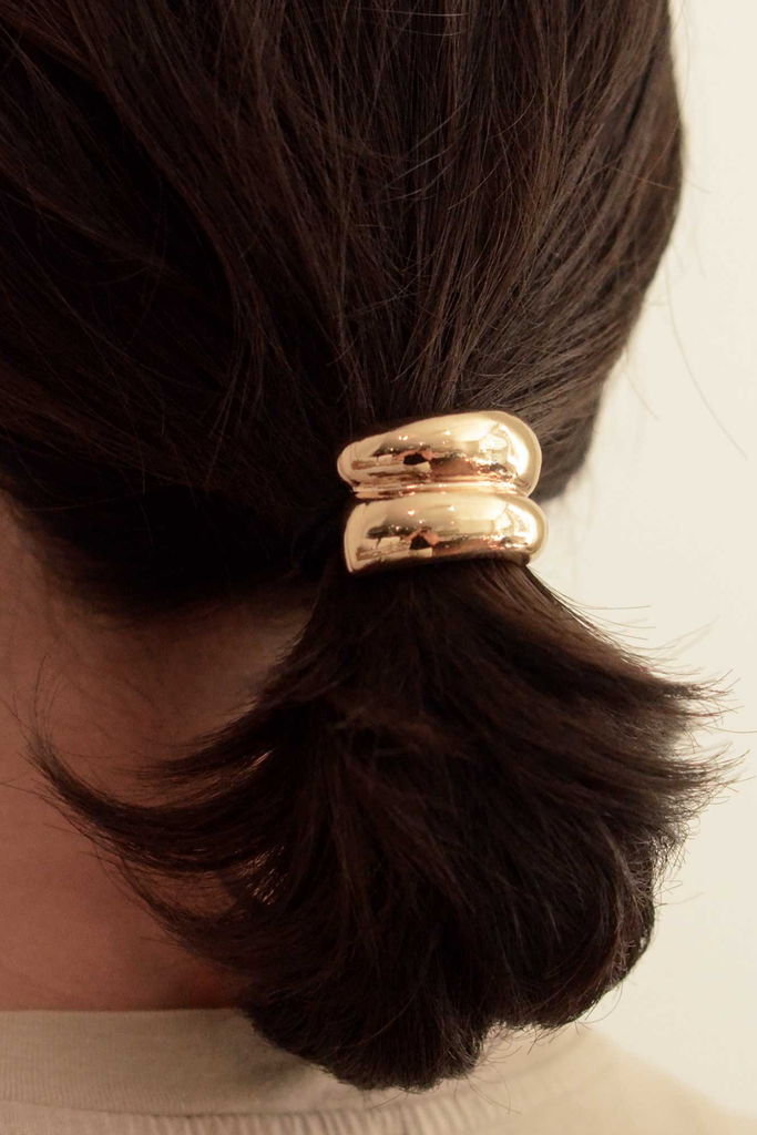 Nar'sha Mini Double Arch Metal Hair Tie in Gold at Parc Shop | Minneapolis, MN