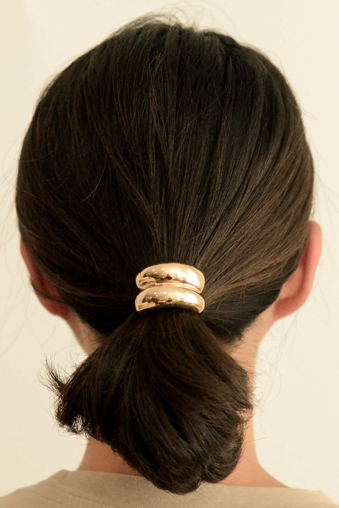 Nar'sha Mini Double Arch Metal Hair Tie in Gold at Parc Shop | Minneapolis, MN