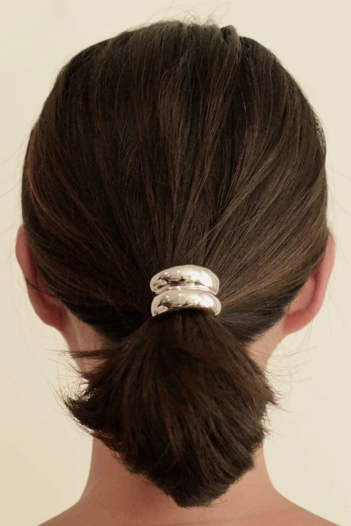 Nar'sha Mini Double Arch Metal Hair Tie in Silver at Parc Shop | Minneapolis, MN