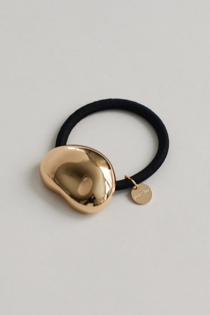 Nar'sha Pebble-Shaped Metal Cuff Hair Tie in Gold at Parc Shop