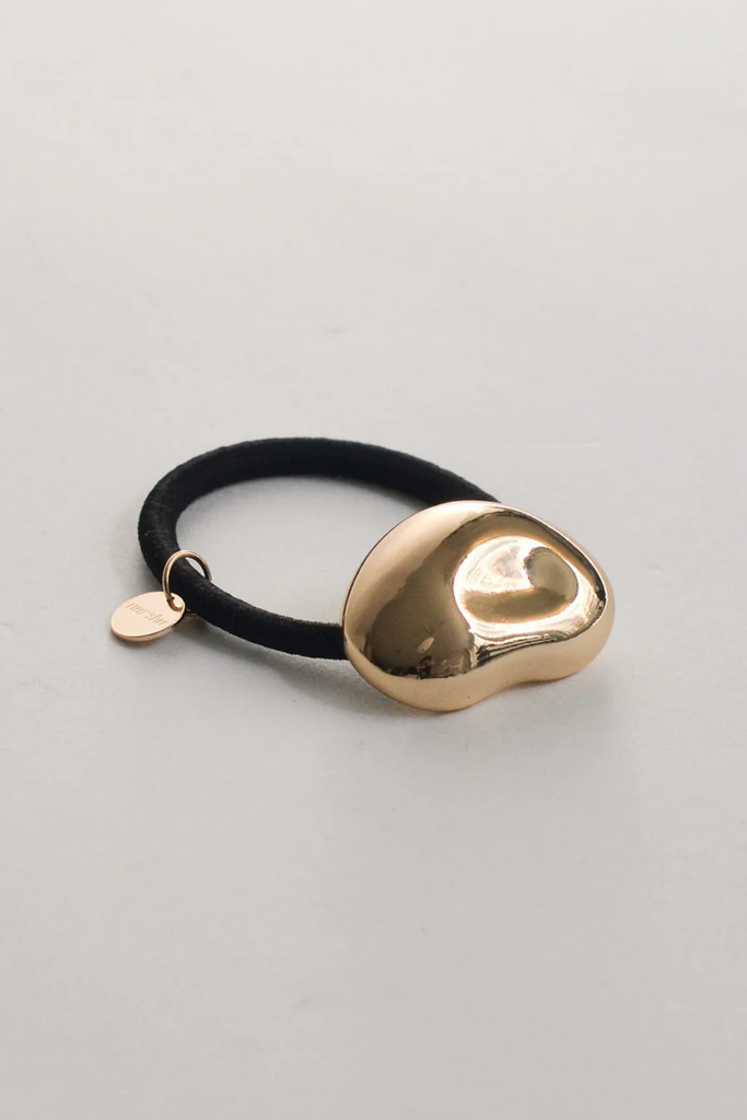 Nar'sha Pebble-Shaped Metal Cuff Hair Tie in Gold at Parc Shop