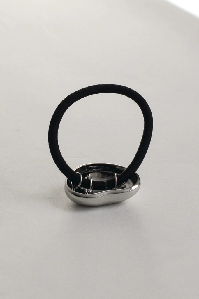 Nar'sha Pebble-Shaped Metal Cuff Hair Tie in Silver at Parc Shop