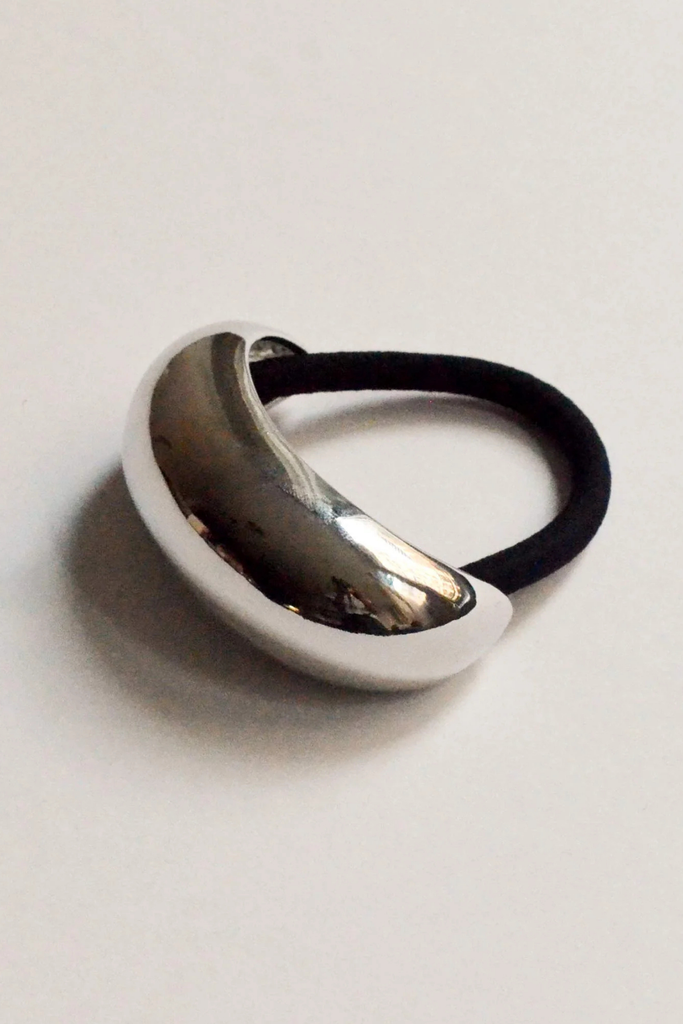 Nar'sha Wide Crescent Metal Hair Tie in Silver at Parc Shop | Minneapolis, MN