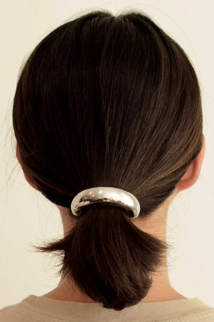 Nar'sha Wide Metal Cuff Hair Tie in Silver at Parc Shop | Minneapolis, MN