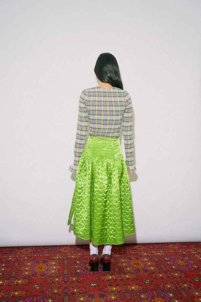 Oh Seven Days Lisa Top in Green Tartan Plaid at Parc Shop