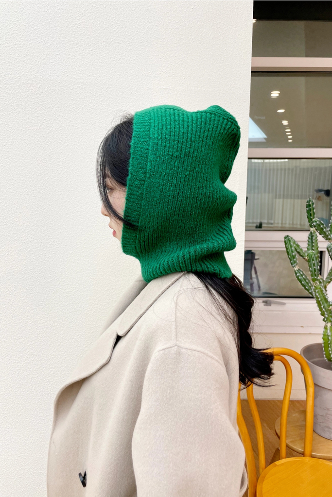 Sweater Knit Hooded Balaclava in Green at Parc Shop | Minneapolis, MN