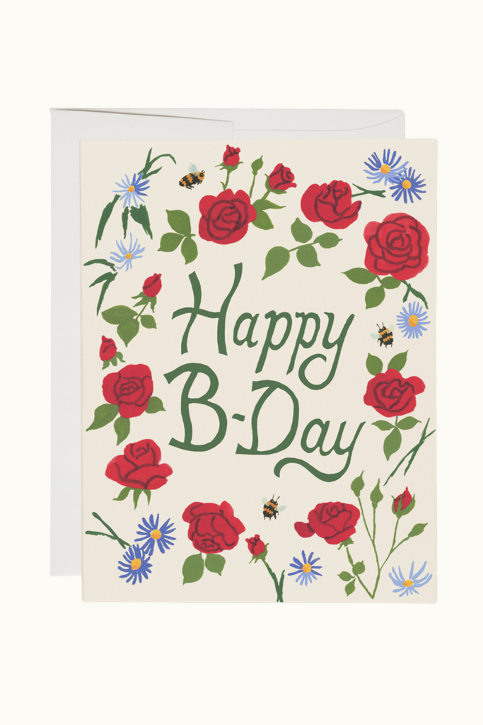 Red Cap Blooming Roses Happy B-Day Card at Parc Shop