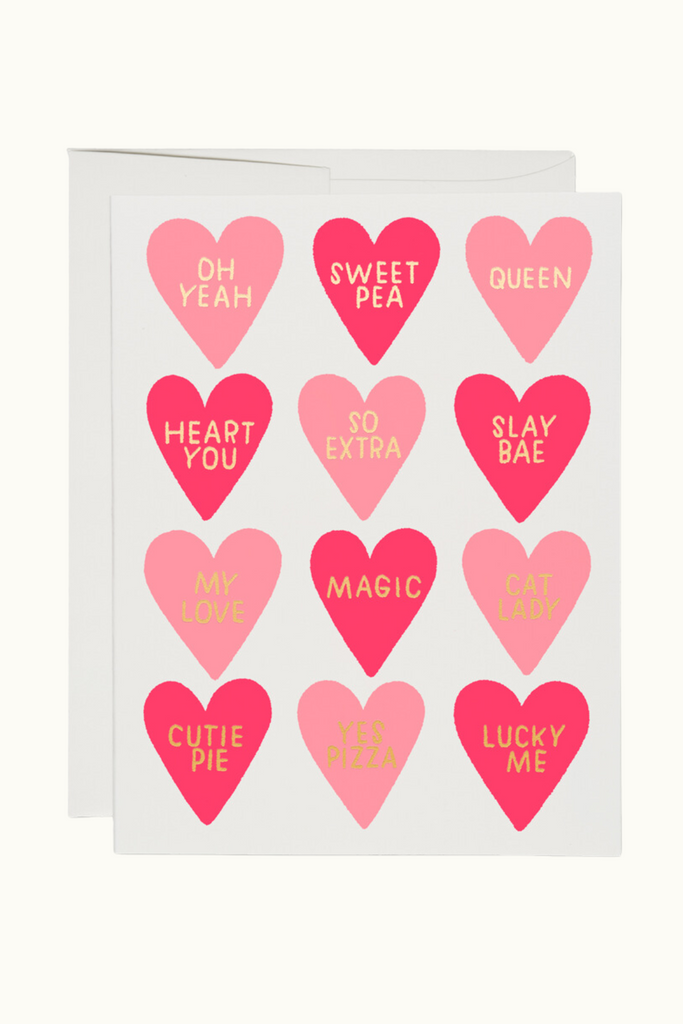 Red Cap Conversation Hearts Foil Card at Parc Shop