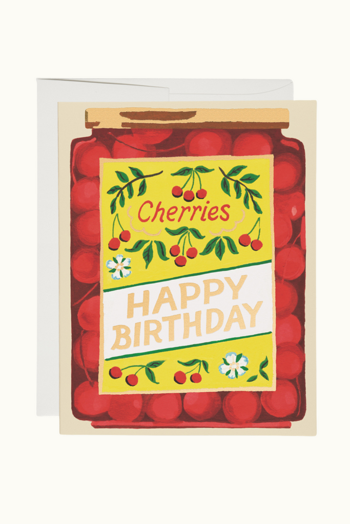 Red Cap Jar of Cherries Birthday Card at Parc Shop