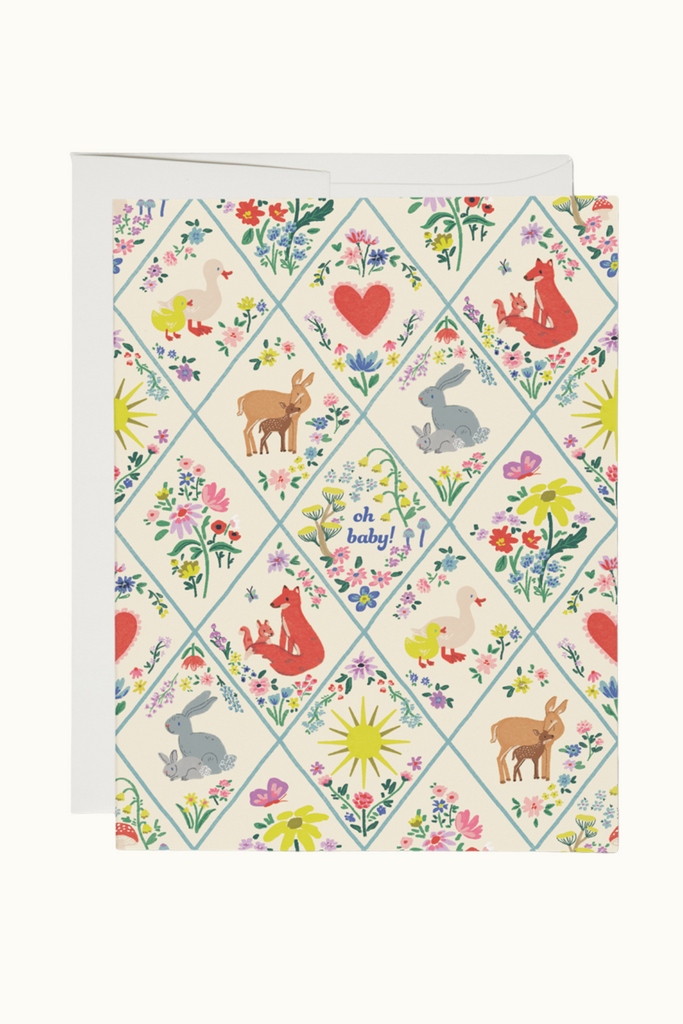 Red Cap Woodland Critters Baby Card at Parc Shop