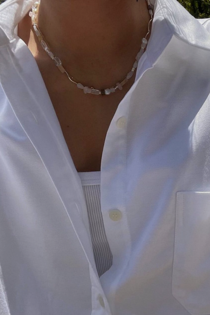 Sea + Pattern Mixed Media Beaded Necklace at Parc Shop