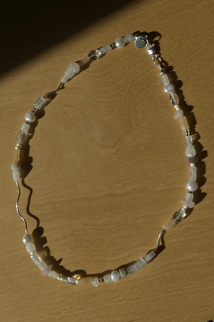 Sea + Pattern Mixed Media Beaded Necklace at Parc Shop