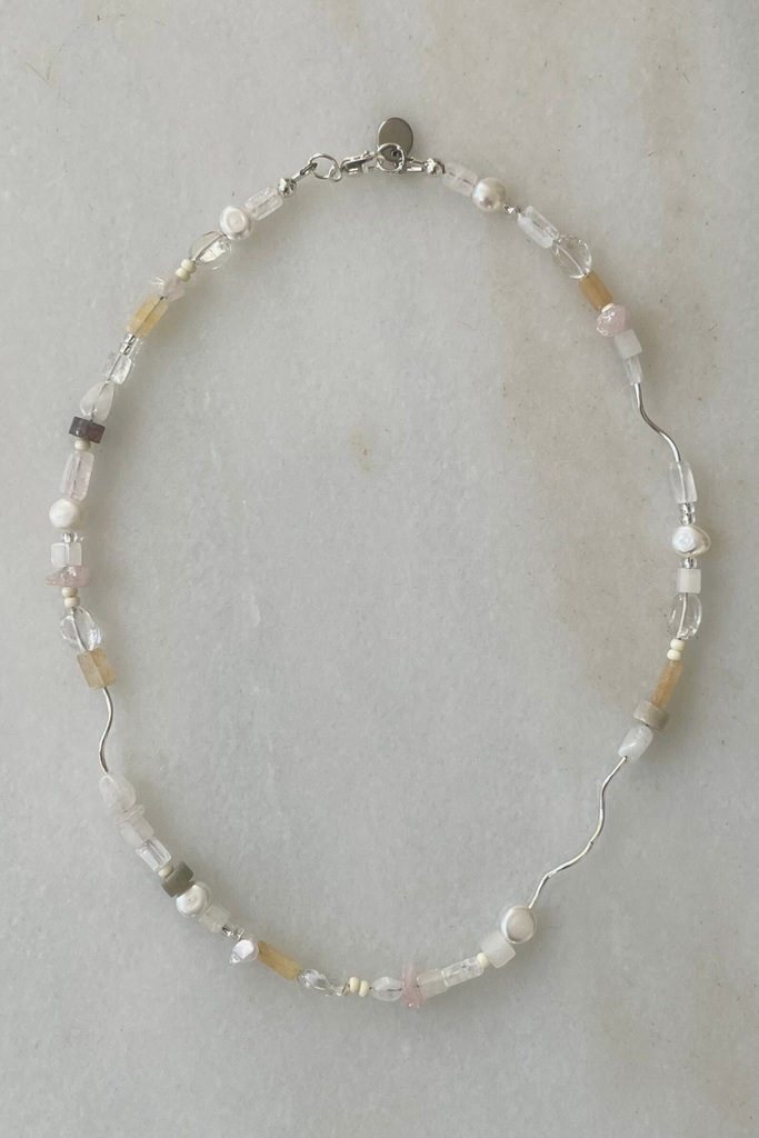 Sea + Pattern Mixed Media Beaded Necklace at Parc Shop