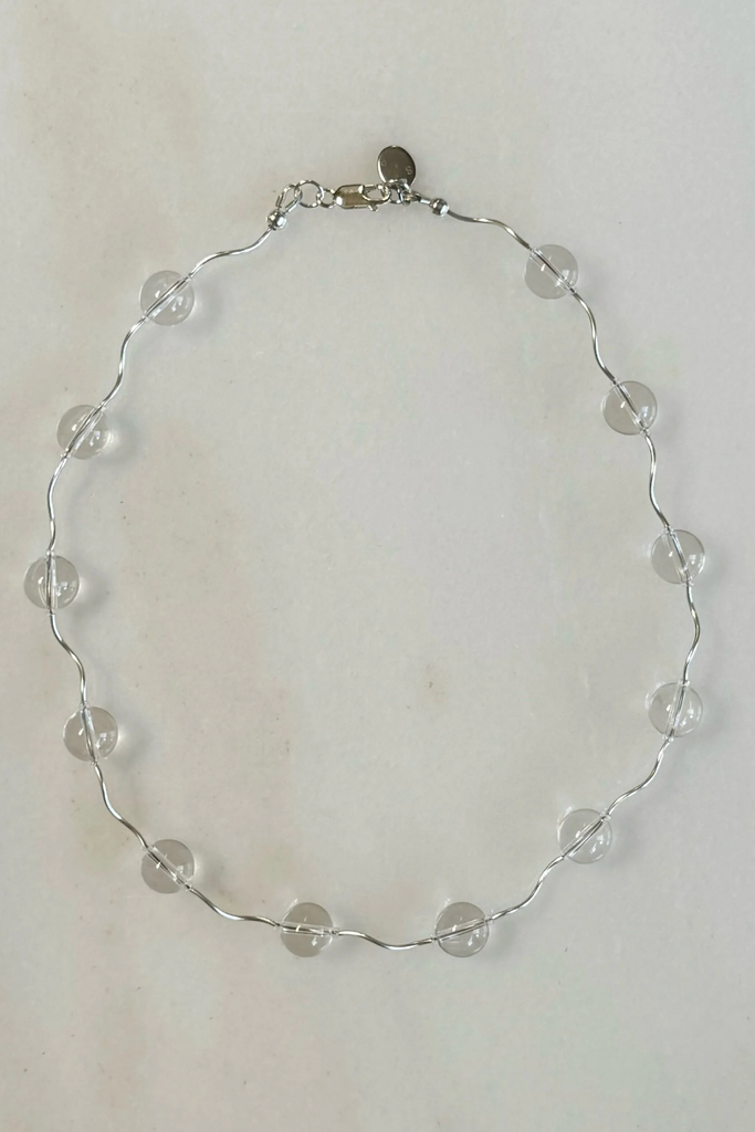 Sea + Pattern Tube Necklace in Clear Quartz at Parc Shop