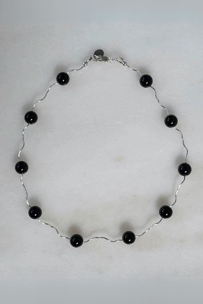 Sea + Pattern Tube Necklace in Onyx at Parc Shop