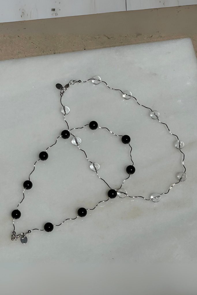 Sea + Pattern Tube Necklace in Onyx at Parc Shop