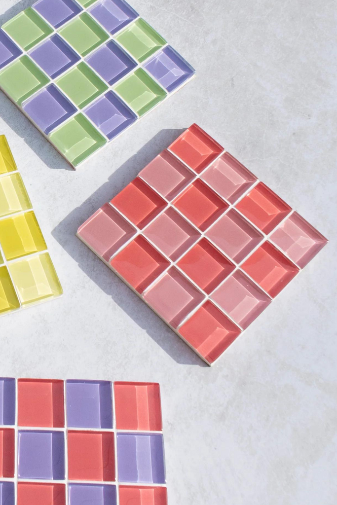 Subtle Art Studios Glass Tile Coaster in Cotton Candy at Parc Shop