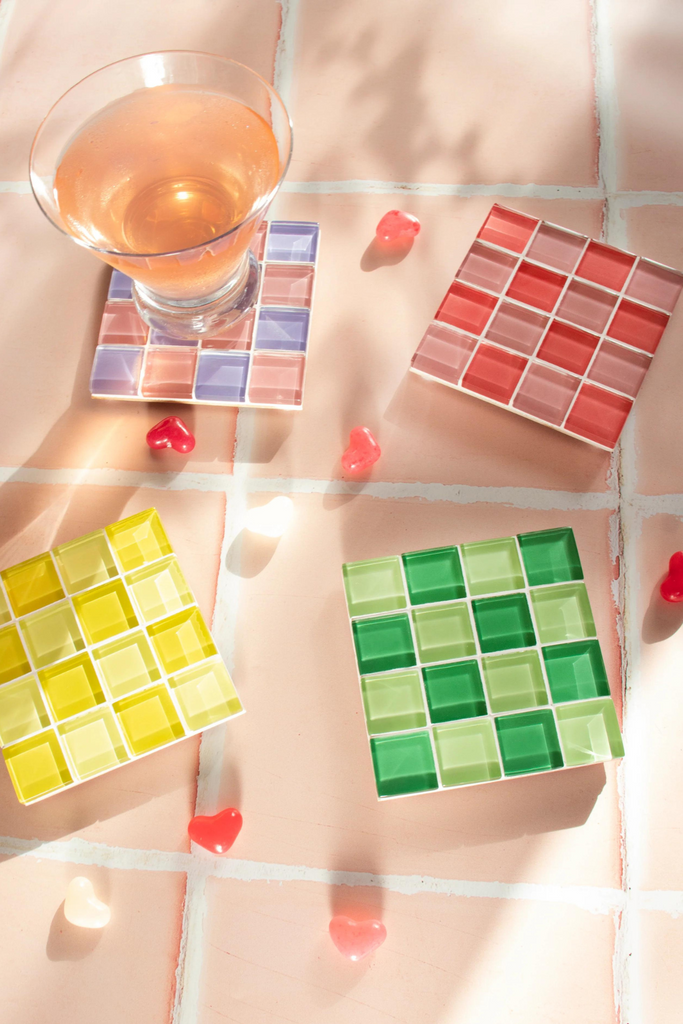 Subtle Art Studios Glass Tile Coaster in Green Apple at Parc Shop
