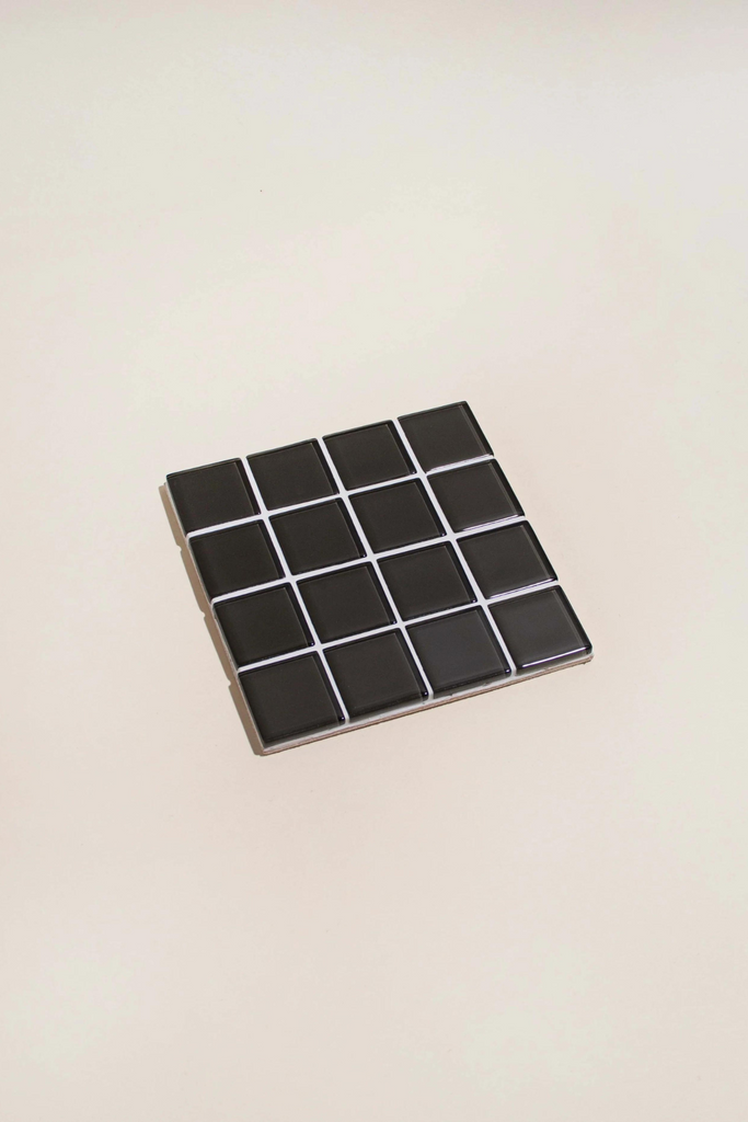 Subtle Art Studios Glass Tile Coaster in Black Canvas at Parc Shop