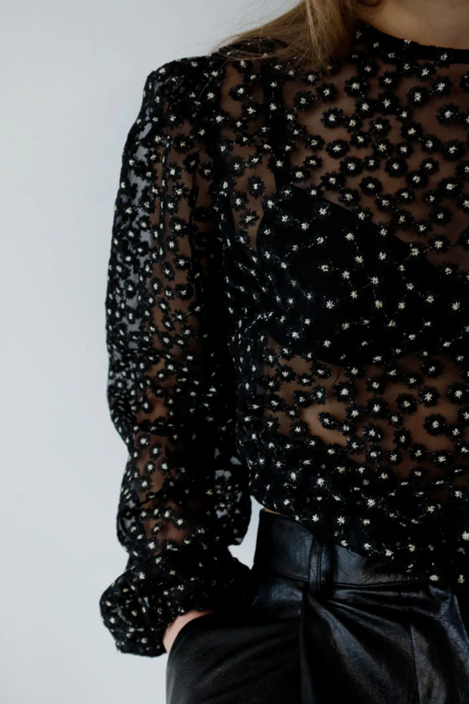 Susumu Bom Top in Black Lace Top at Parc Shop