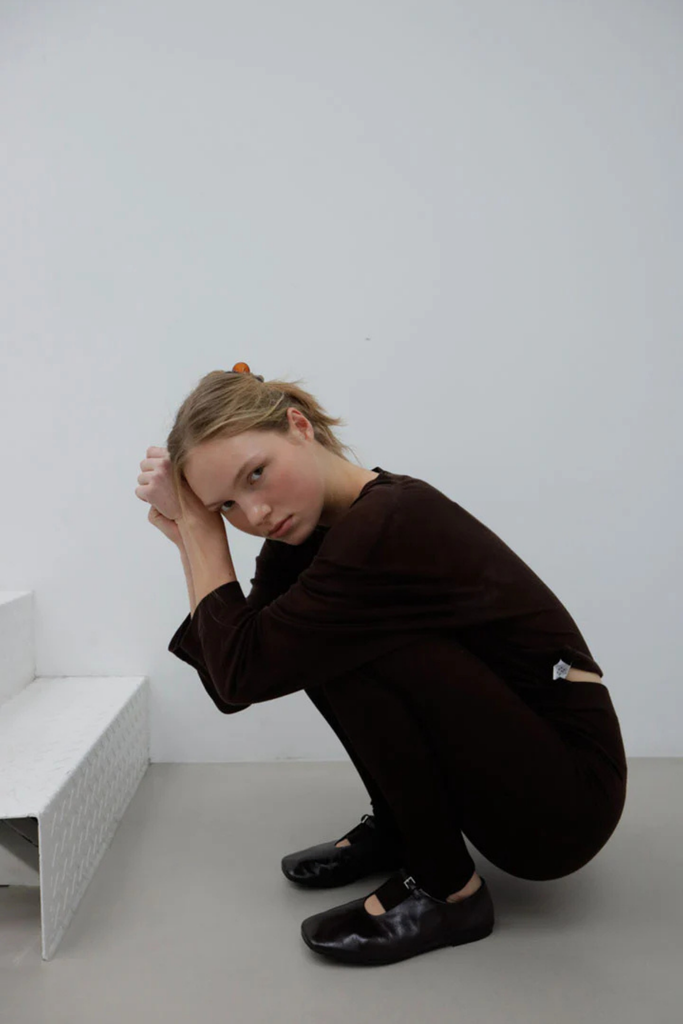 Susumu Lyocell Brook Tee in Brown at Parc Shop