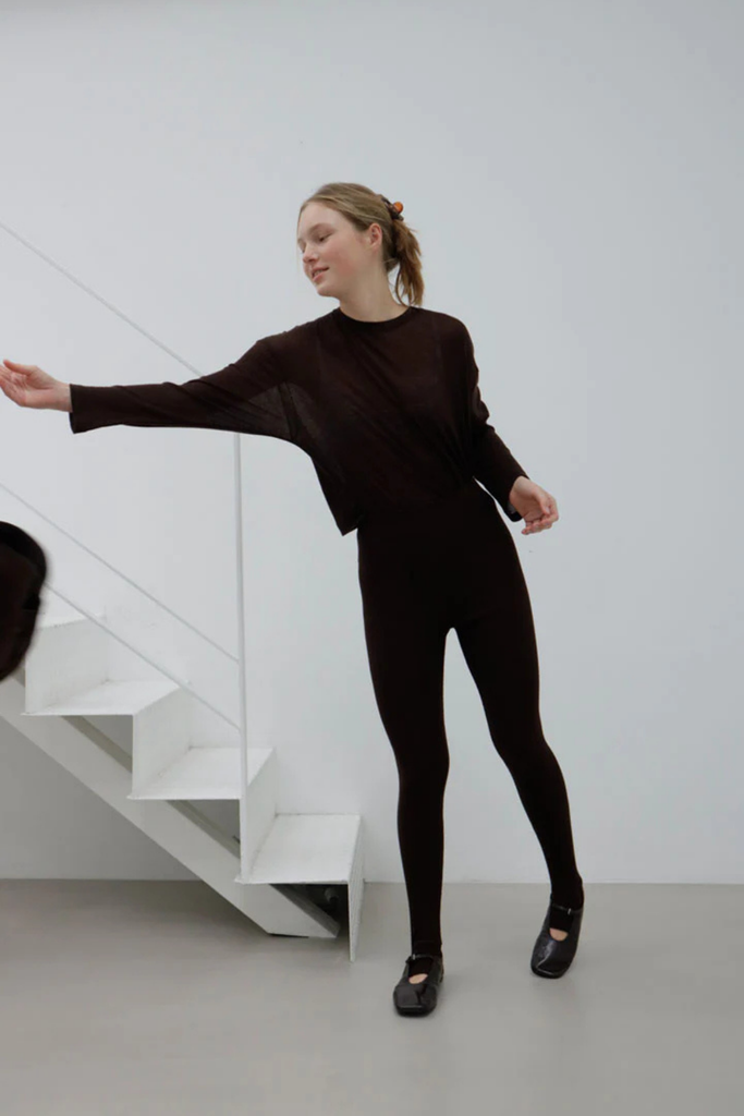 Susumu Lyocell Brook Tee in Brown at Parc Shop