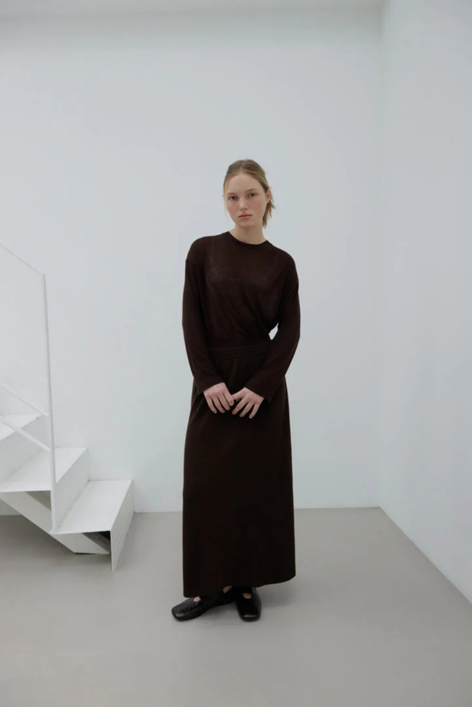 Susumu Lyocell Brook Tee in Brown at Parc Shop