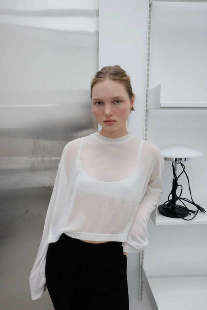 Susumu Lyocell Brook Tee in Ecru at Parc Shop