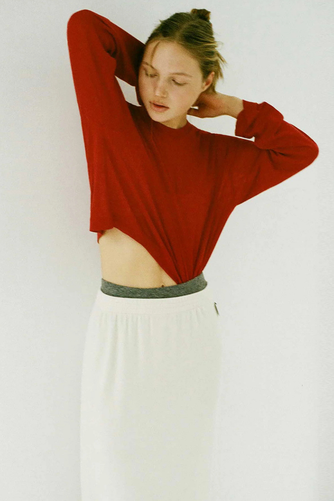 Susumu Lyocell Brook Tee in Red at Parc Shop