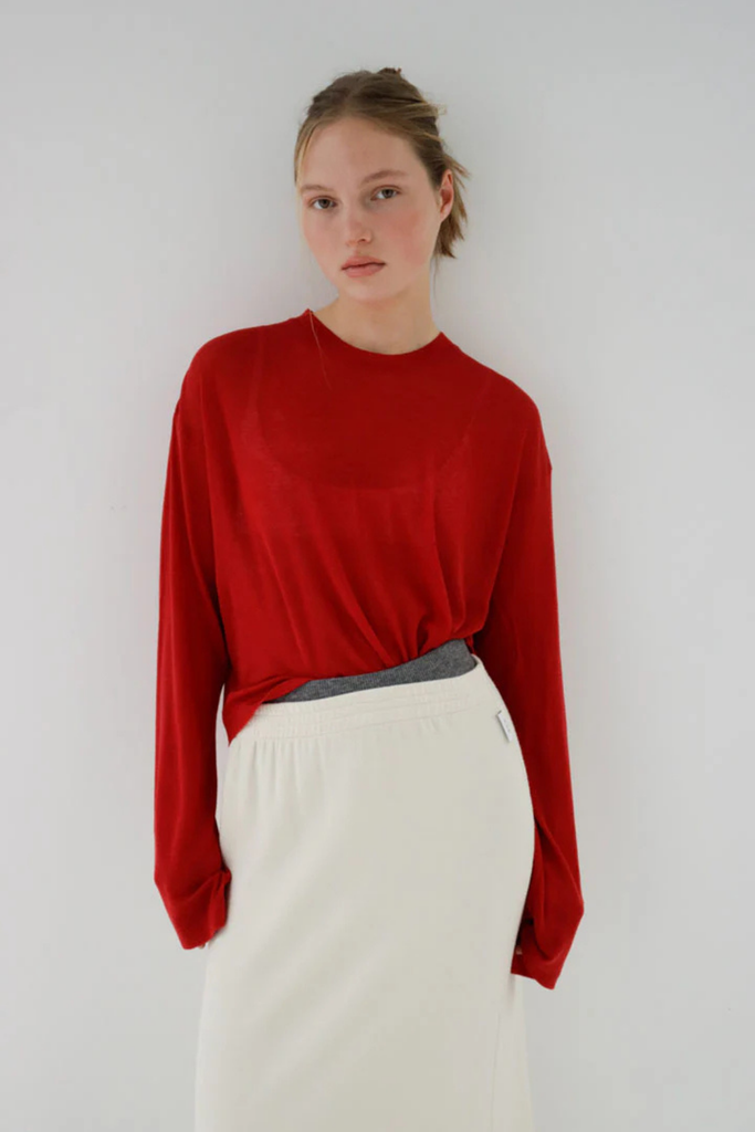 Susumu Lyocell Brook Tee in Red at Parc Shop