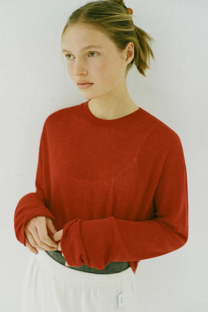 Susumu Lyocell Brook Tee in Red at Parc Shop