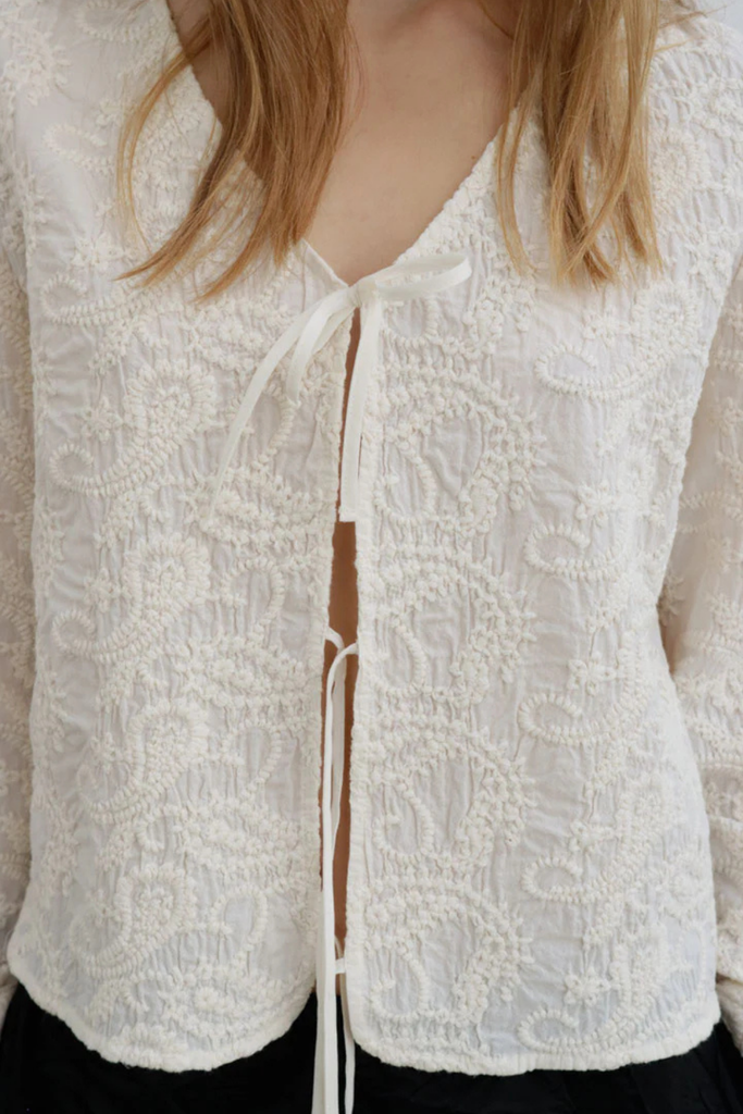 Susumu Nadri Top in Cotton Jacquard Ecru at Parc Shop