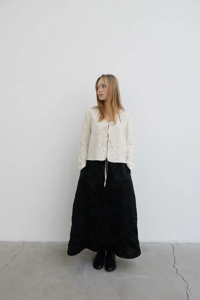 Susumu Nadri Top in Cotton Jacquard Ecru at Parc Shop