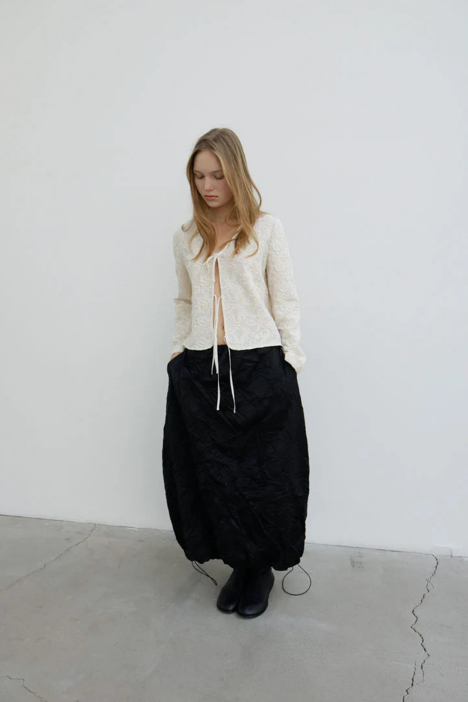 Susumu Nadri Top in Cotton Jacquard Ecru at Parc Shop