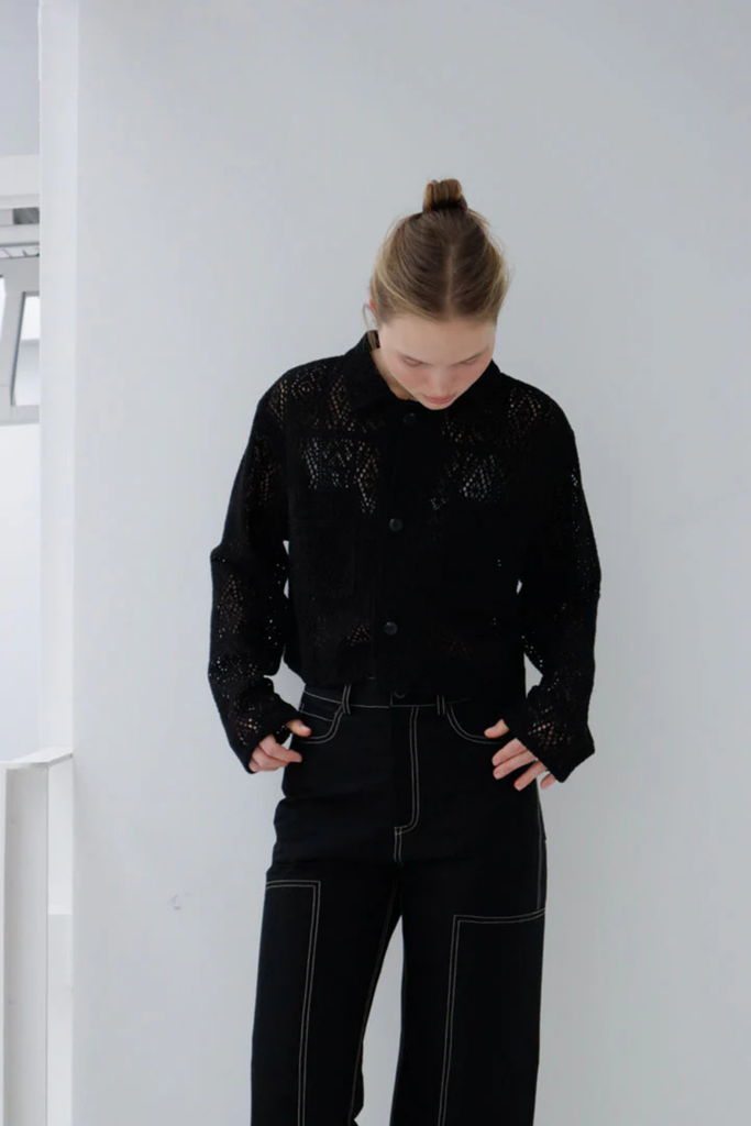 Susumu Vatel Shirt Jacket in Black at Parc Shop