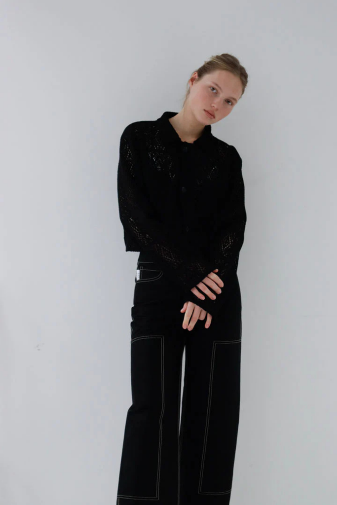 Susumu Vatel Shirt Jacket in Black at Parc Shop