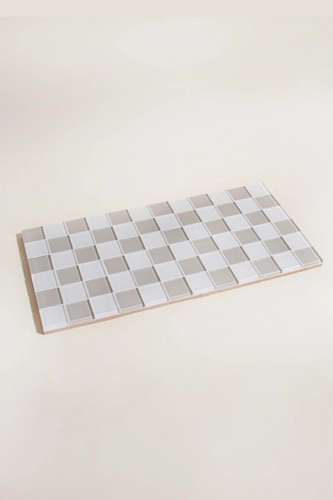 Subtle Art Studios - Glass Tile Tray - Beige & White Checkered - Parc Shop
