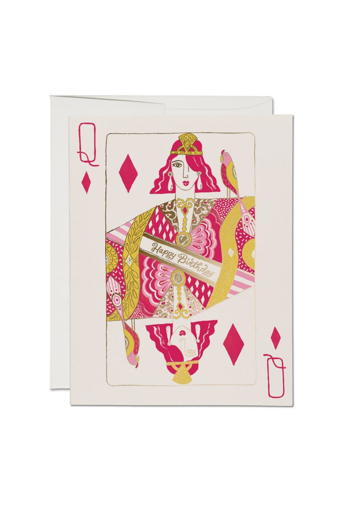 Red Cap Queen Of Diamonds Birthday Card Parc Shop